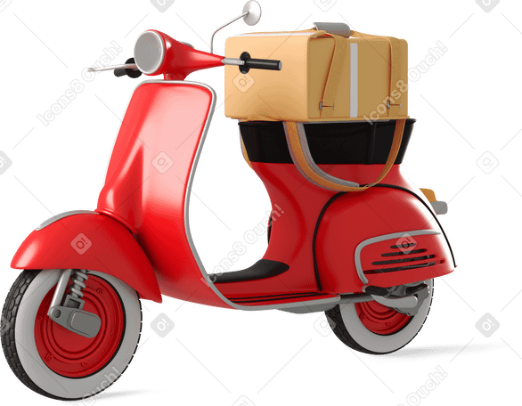 3D moped and backpack PNG, SVG