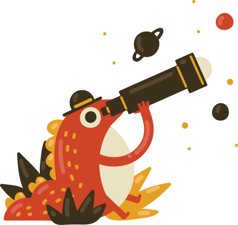 A cartoon character looking through a telescope PNG, SVG