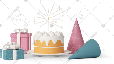 Birthday party cake PNG, SVG