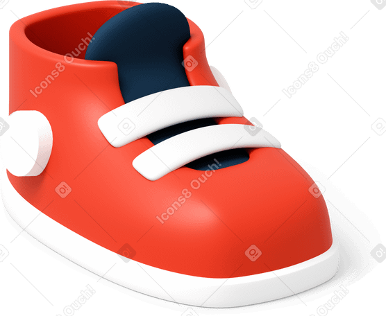 3D Right red sneaker with white laces Illustration in PNG, SVG