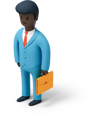 Office worker wearing blue suit and holding a briefcase PNG, SVG