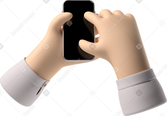 3D Pale skin hands with a phone PNG, SVG