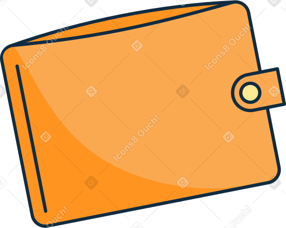 orange leather wallet Illustration in PNG, SVG