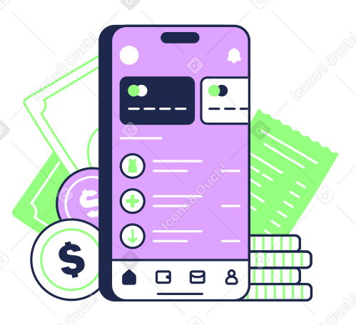 Neobank mobile application and fintech PNG, SVG