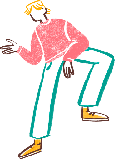 blond man talking with his leg on something PNG, SVG