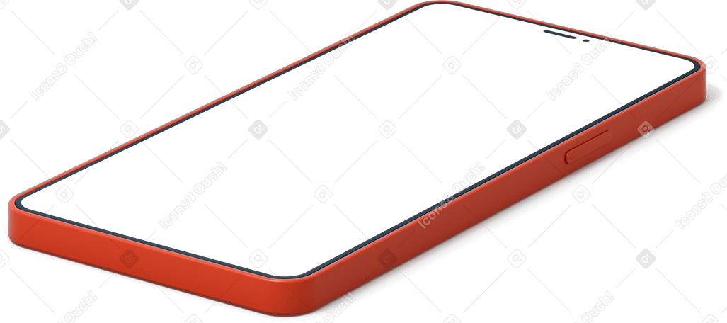 3D Red phone with blank white screen Illustration in PNG, SVG