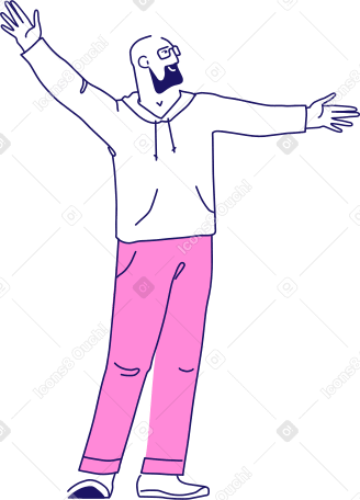 man with glasses with his arms outstretched Illustration in PNG, SVG