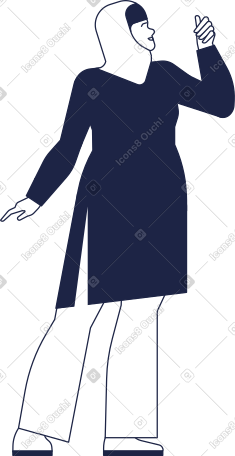 穿着长裤的头巾的女人举起手 PNG, SVG