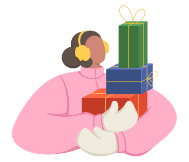 Woman holding a bunch of gifts PNG, SVG
