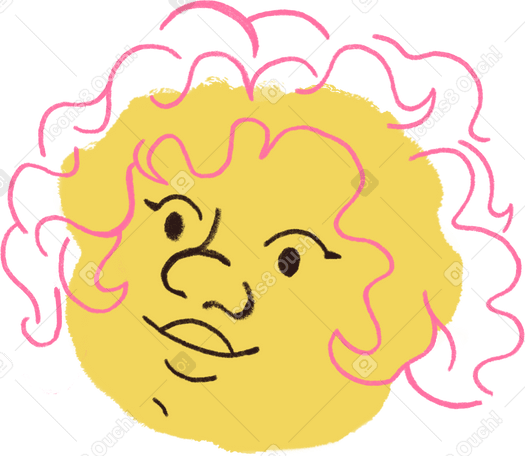 young woman with curly hair PNG, SVG