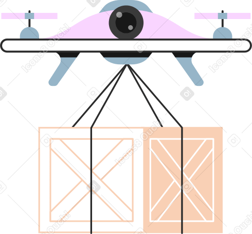 quadcopter drone with package PNG, SVG