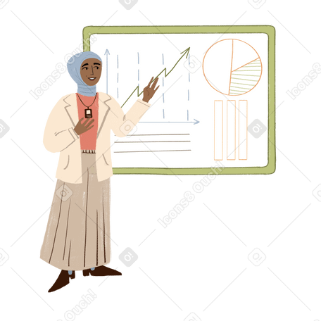 Woman showing presentation PNG, SVG