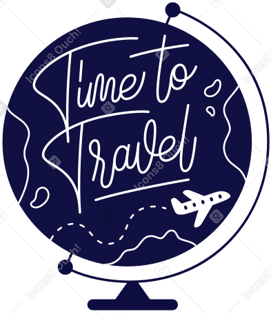 lettering time to travel in the globe text PNG, SVG