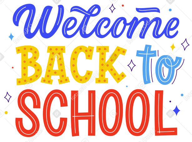 Letras de bienvenida de regreso a la escuela con texto de garabatos PNG, SVG