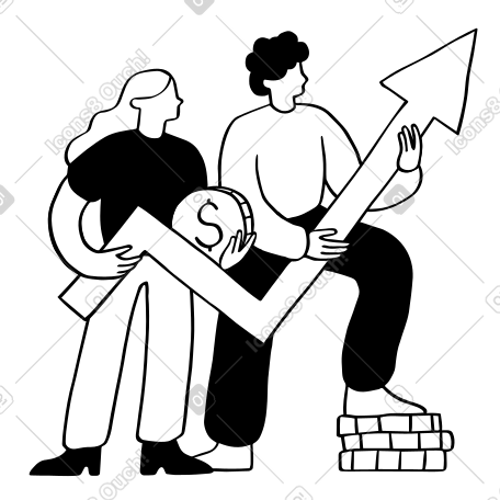 People with graph showing financial growth PNG, SVG