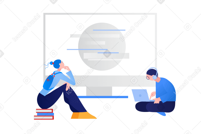 Illustration éducation en ligne aux formats PNG, SVG