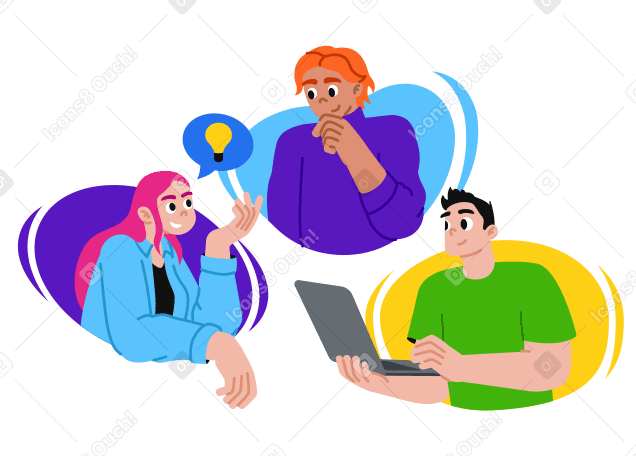 Remote workers having an online meeting PNG, SVG