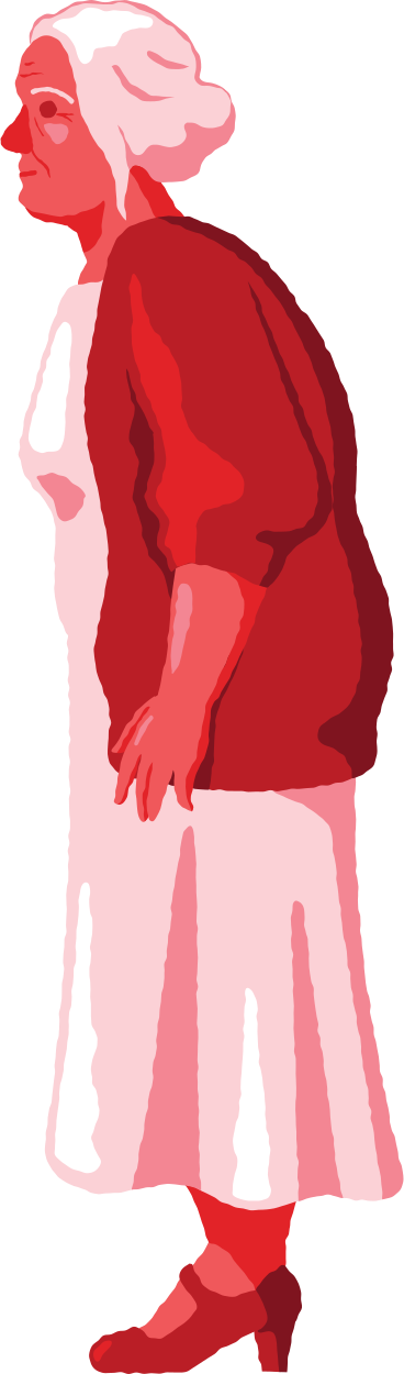 old curvy woman standing side view PNG, SVG