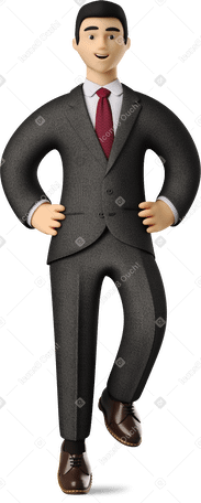 3D sitting businessman in black suit PNG, SVG