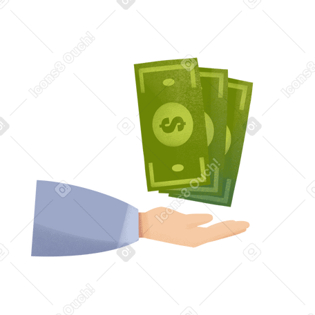 Mão segurando ou dando notas de dólar PNG, SVG