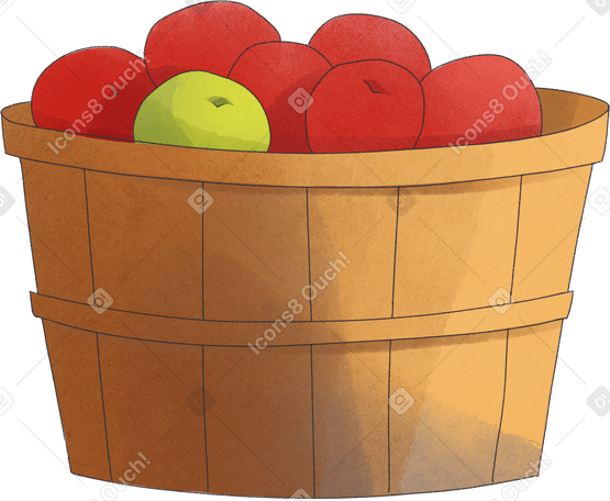 basket with apples PNG, SVG