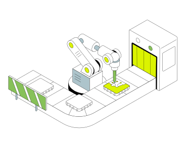 Illustration animée Production automatique de produits aux formats GIF, Lottie (JSON) et AE