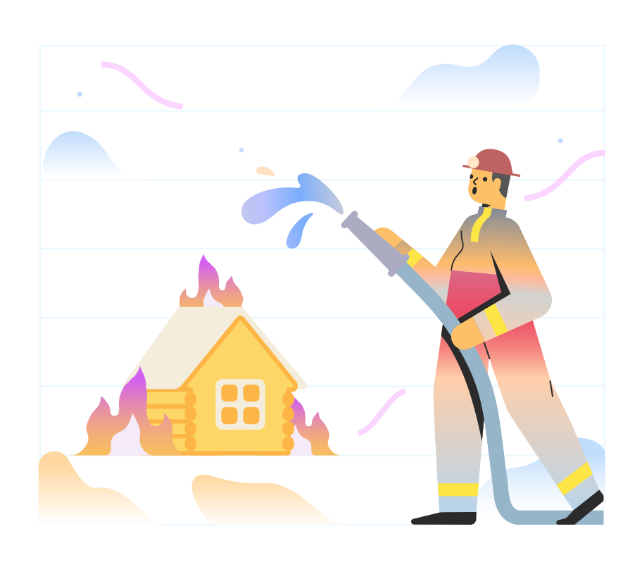 Extinguishing a fire Illustration in PNG, SVG