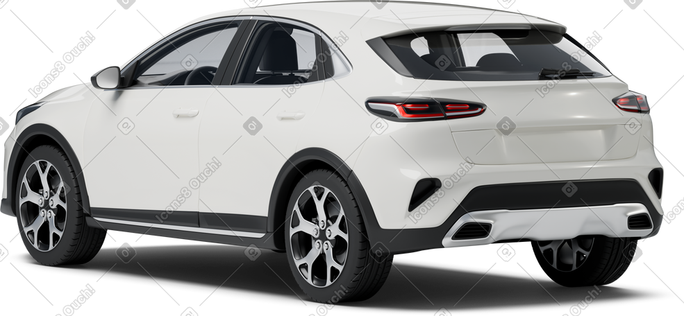 3D white car turned back PNG, SVG