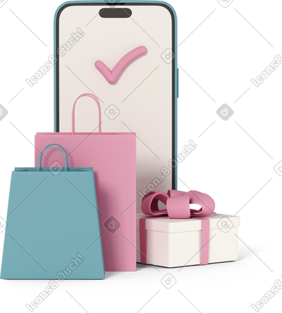 3D online shopping PNG, SVG