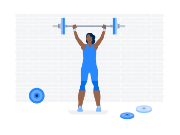 Female weightlifter lifting barbell overhead PNG, SVG