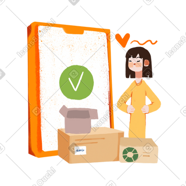 Girl received her order from an online store PNG, SVG