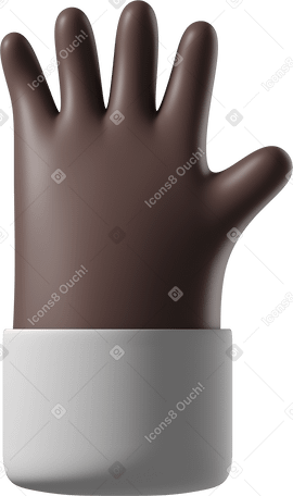 3D Black skin waving hand with fingers splayed PNG, SVG