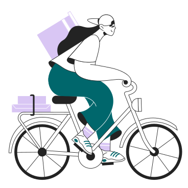 Bicycle courier delivering food PNG, SVG