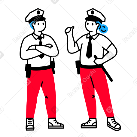 Police officers with walkie-talkie Illustration in PNG, SVG