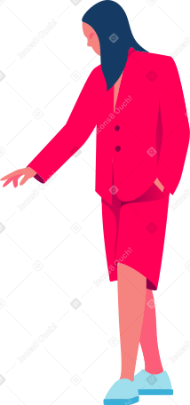 woman pointing with her hand Illustration in PNG, SVG