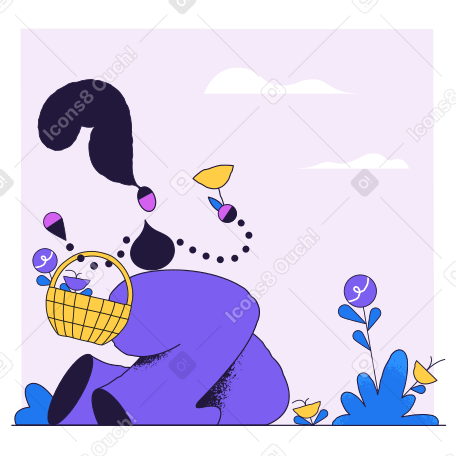 Collecting flowers Illustration in PNG, SVG