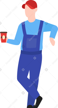 warehouse worker with coffee Illustration in PNG, SVG