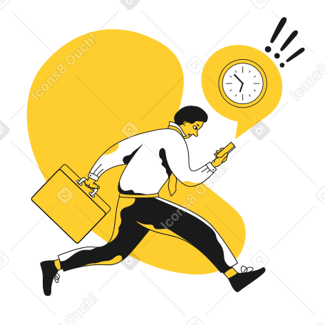Businessman late for work Illustration in PNG, SVG