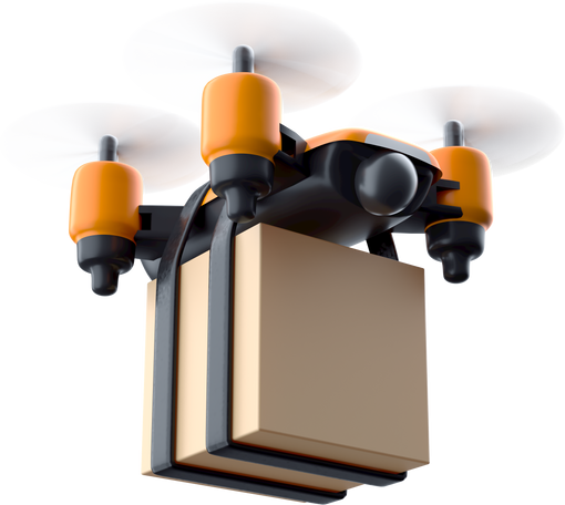 drone flying with package Illustration in PNG, SVG