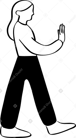 mujer caminando con la mano en alto PNG, SVG