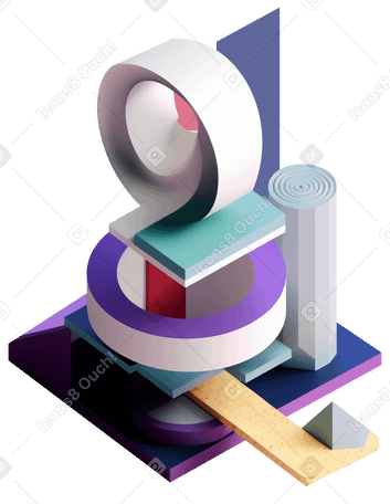 3D abstract composition with circular shapes PNG, SVG