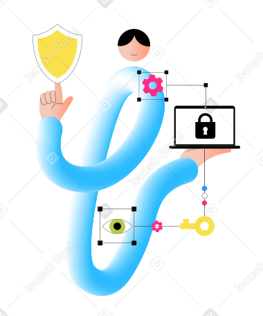 Man working with cybersecurity and data protection PNG, SVG