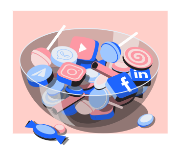 Navigare sui social media, ciotola di caramelle  PNG, SVG
