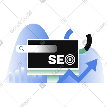 SEO statistics for optimization with computer monitor animated illustration in GIF, Lottie (JSON), AE