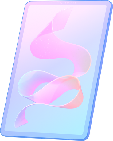 pastel abstract ribbon on gradient tablet screen PNG, SVG