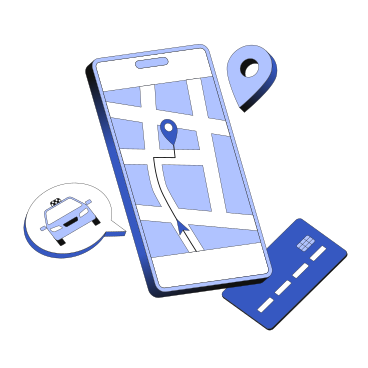 Mobile app with a taxi route PNG, SVG