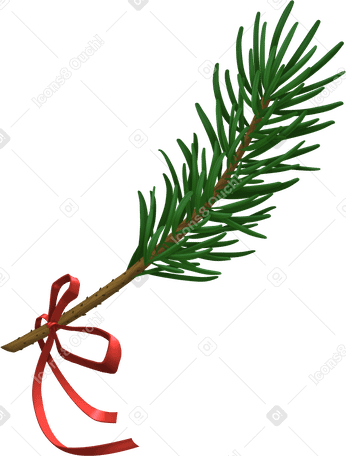 christmas tree branch with ribbon PNG, SVG