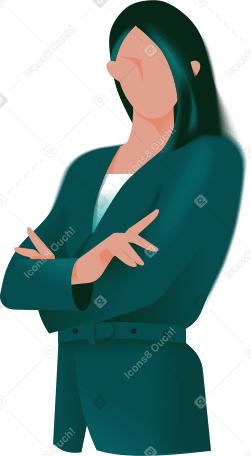 деловая женщина со скрещенными на груди руками в PNG, SVG