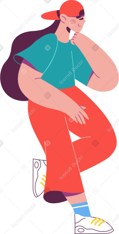 woman stands with head propped on hand Illustration in PNG, SVG