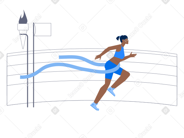 Woman finished running competition Illustration in PNG, SVG